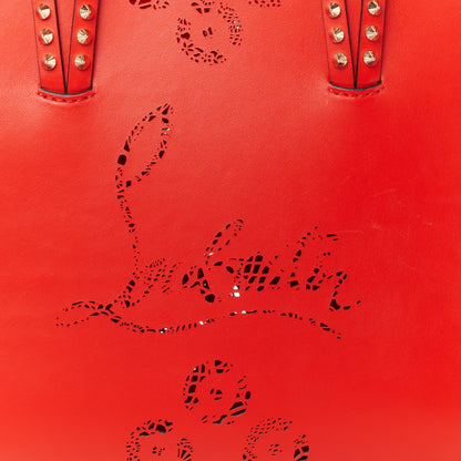 Christian Louboutin Calfskin Loubinthesky Perforated Small Cabata Tote Ole 7 of 9