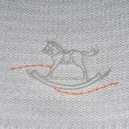 Hermes Jersey Knit Cashmere O Galop Baby Hat Grey 5 of 6