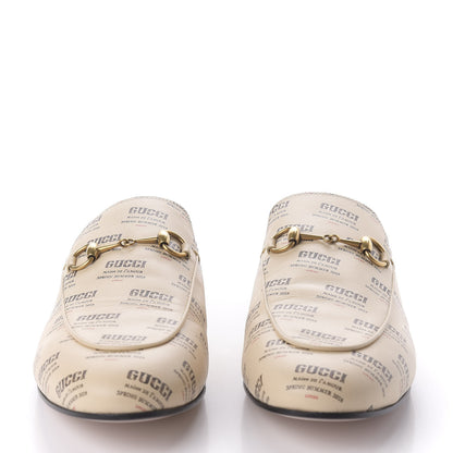 Gucci Calfskin Stamp Print Womens Princetown Slippers 40.5 Soy Black 2 of 8