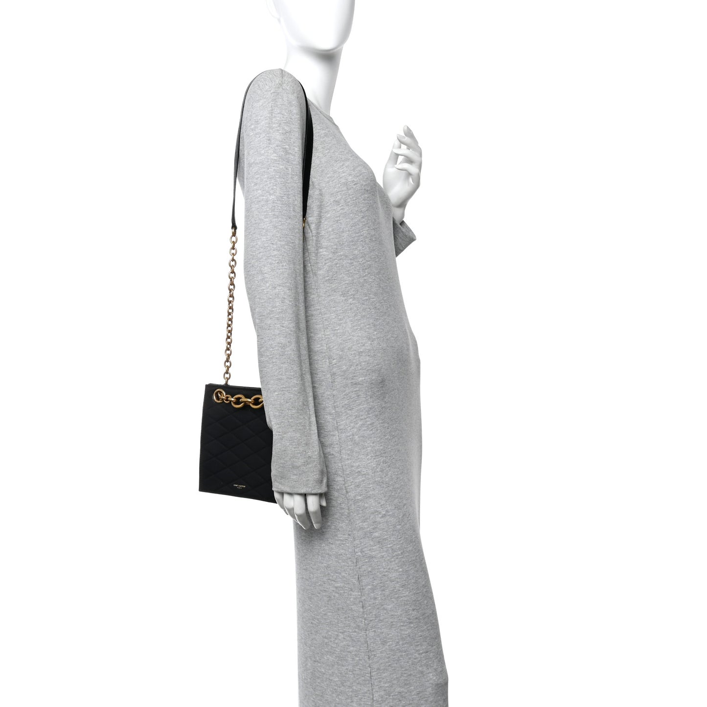 Lambskin Quilted Le Maillon Square Crossbody Bag Black