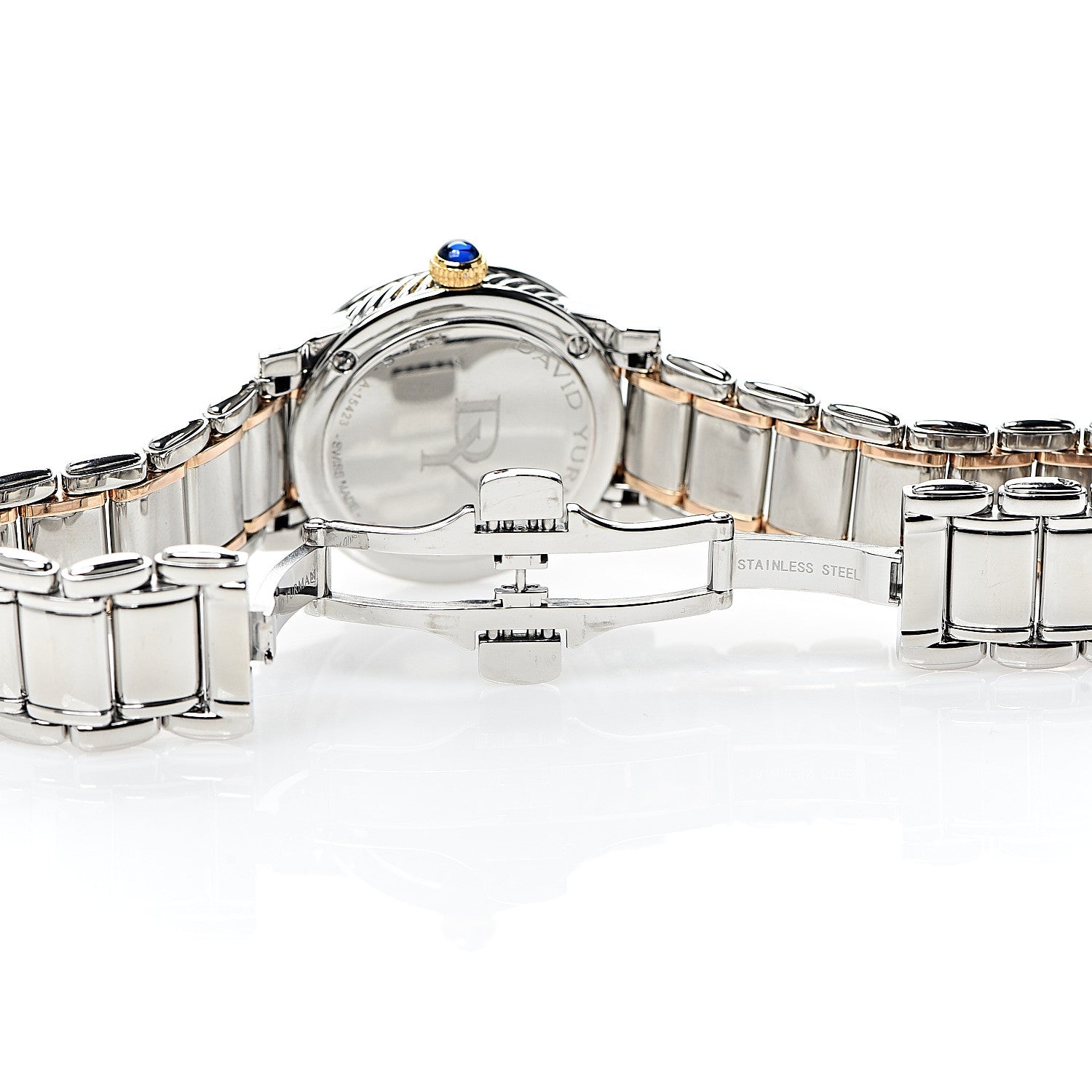 David Yurman Stainless Steel 18K Yellow Gold Diamond Mother of Pearl 30mm Classic Quartz Watch 5 of 6