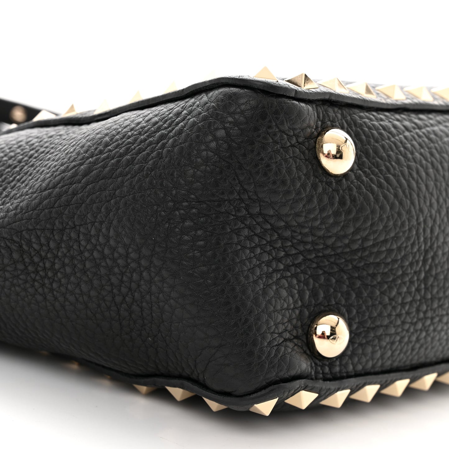 Pebbled Calfskin Mini Rockstud Tote Black