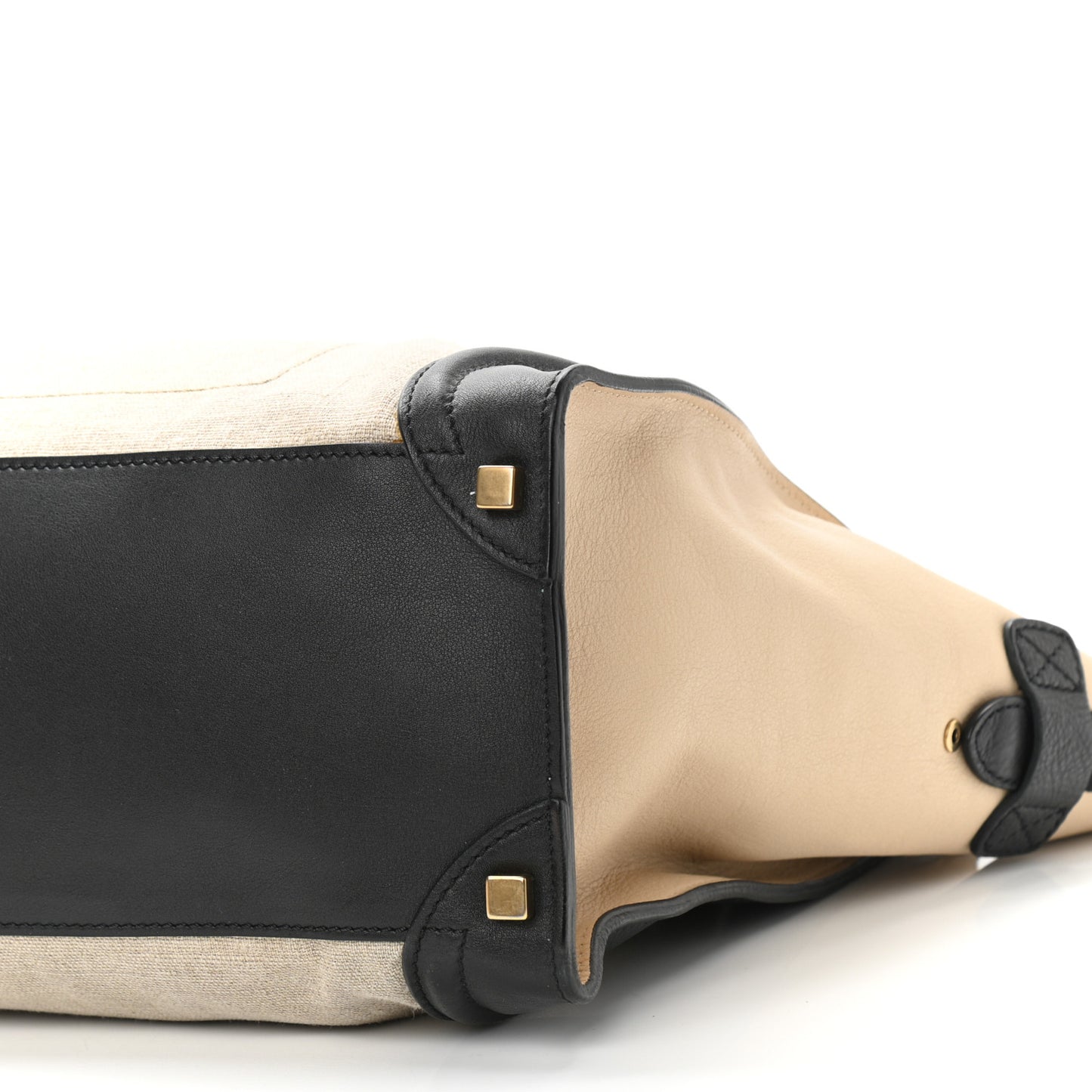 Calfskin Linen Tri-Color Shoulder Luggage Beige