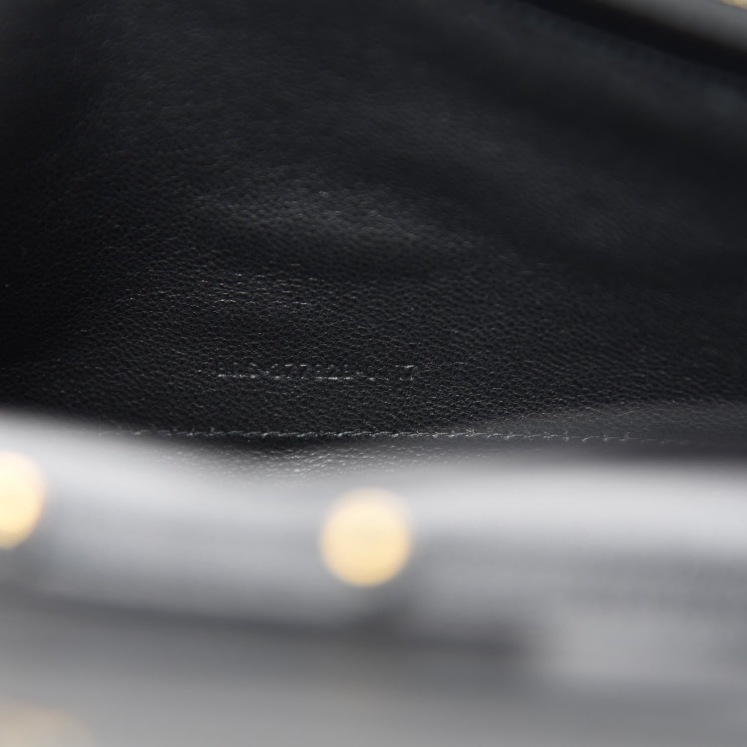 Saint Laurent Grain De Poudre Matelasse Chevron Monogram Chain Wallet Black 10 of 12