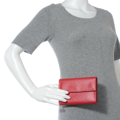 Louis Vuitton Epi Porte Tresor Etui Papiers Wallet Castillan Red 2 of 8