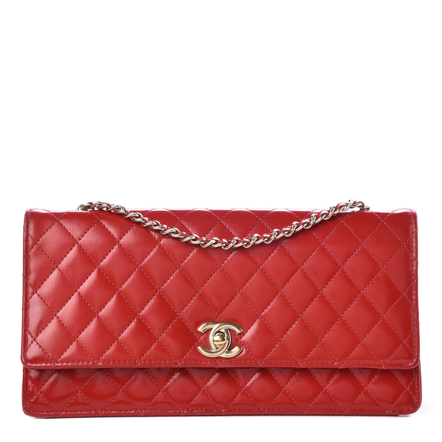 Chanel Glazed Calfskin Quilted East West Flap Red 1 of 13
