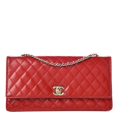 Chanel Glazed Calfskin Quilted East West Flap Red 1 of 13