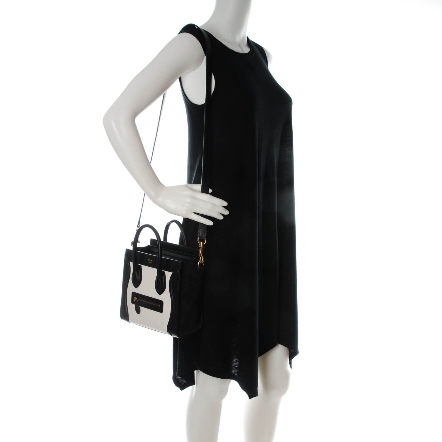 Celine Bullhide Calfskin Suede Nano Bi-Color Luggage White 2 of 7