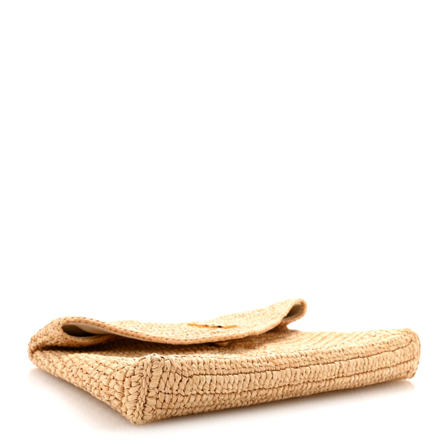 Saint Laurent Raffia Large Cassandre Pouch Naturel Brick 4 of 8
