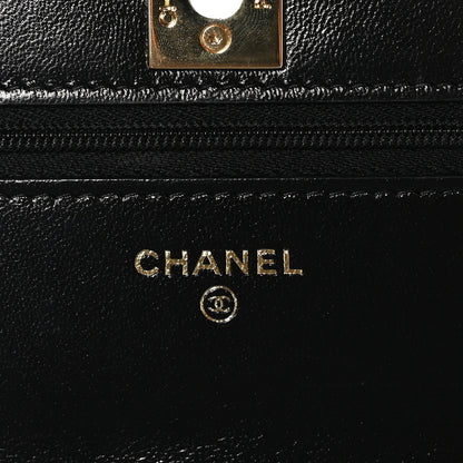 Chanel Shiny Lambskin Quilted Golden Links Wallet On Chain WOC Black 6 of 11