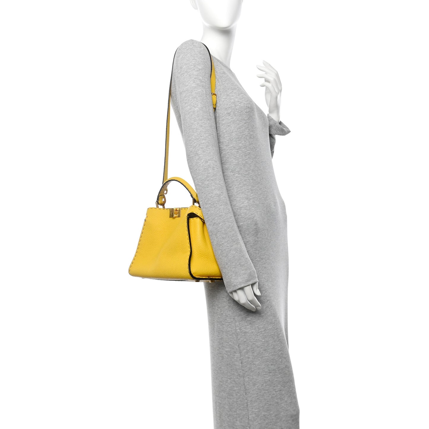 Cuoio Romano Selleria Medium Peekaboo Iconic Satchel Limone Cipria White