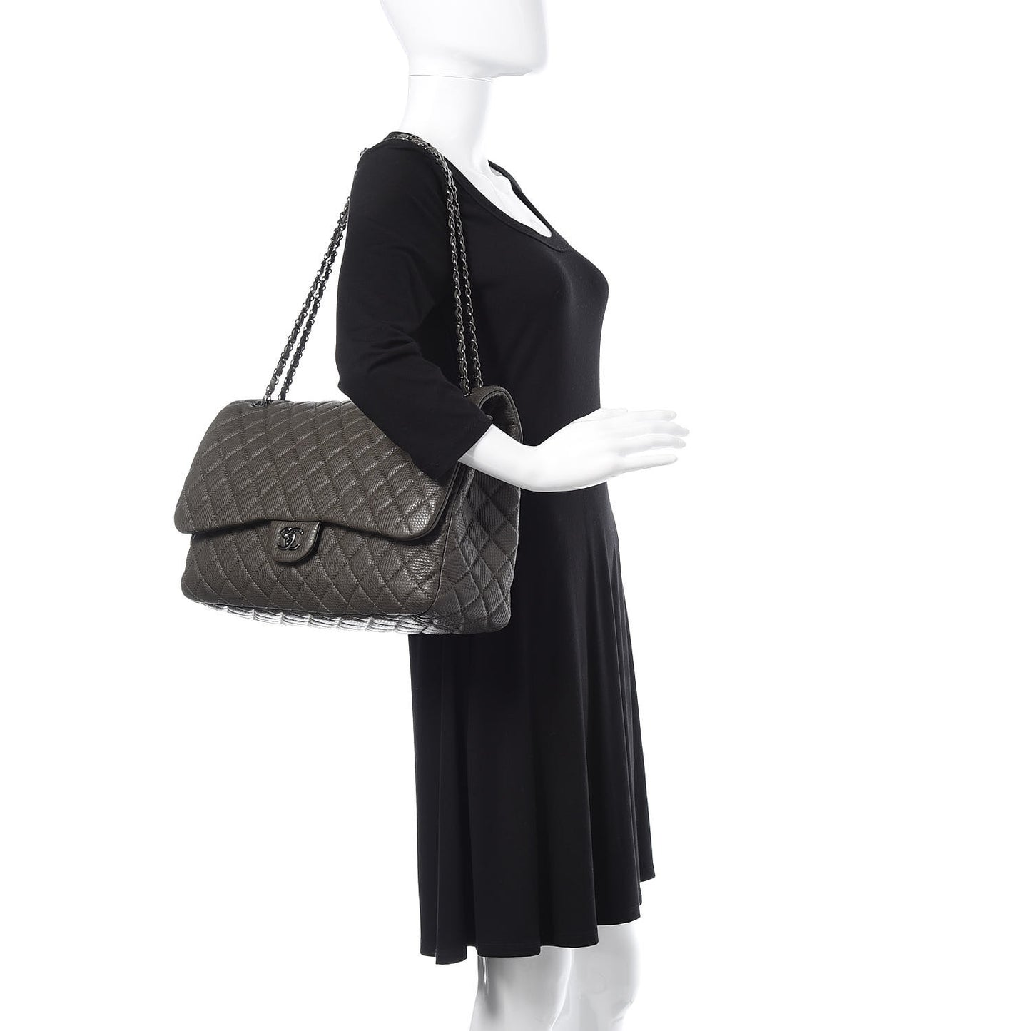 Calfskin Quilted Small XXL Travel Flap Bag Khaki