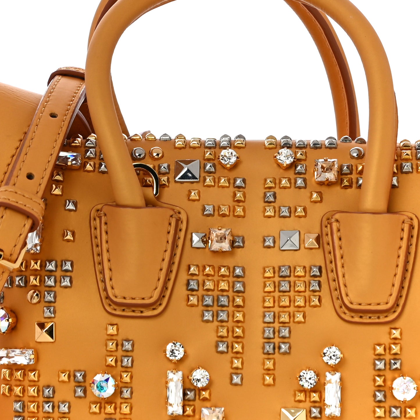 Calfskin Swarovski Crystal Ball Mini Milla Tote Yellow