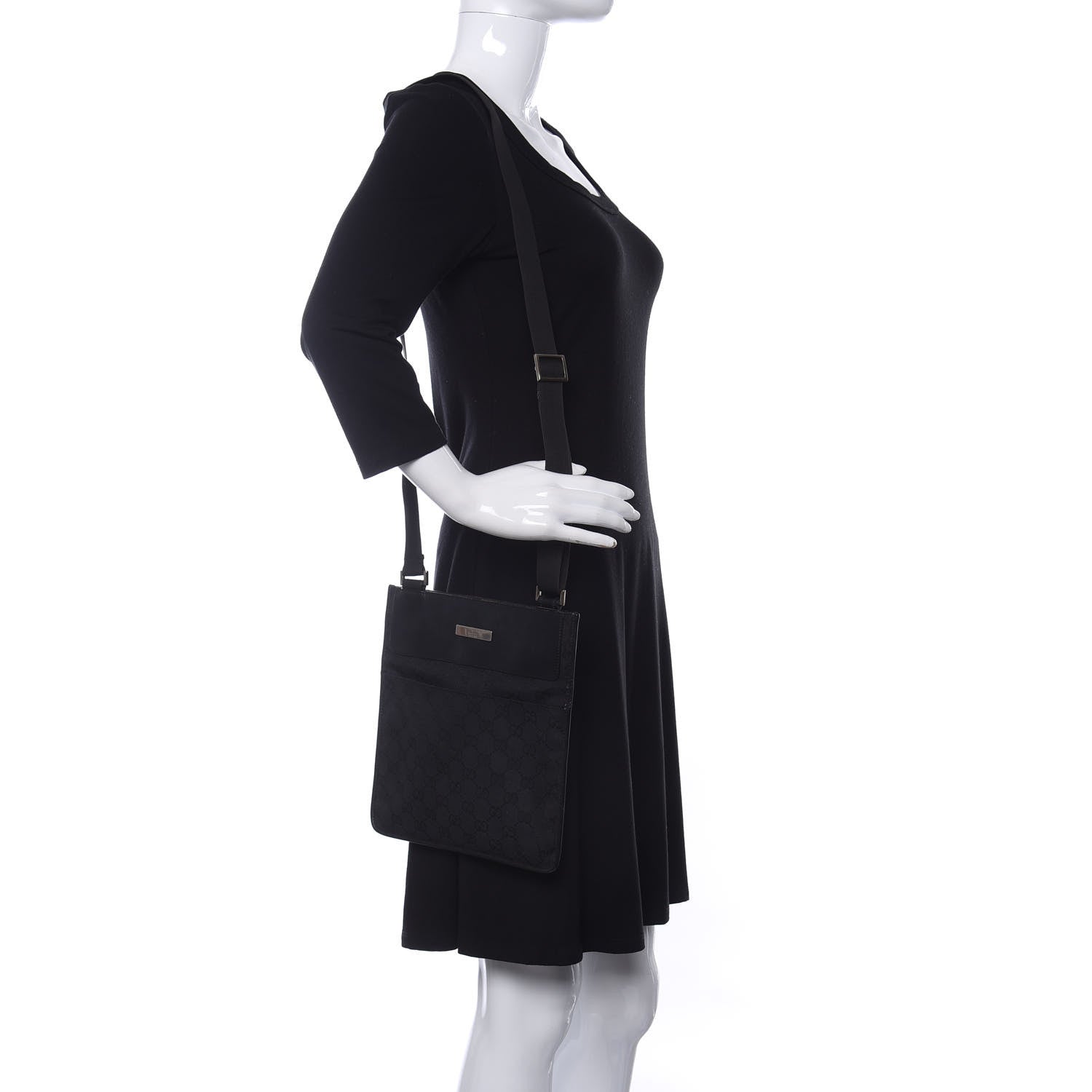 Gucci GG Monogram Messenger Crossbody Bag Black 3 of 11
