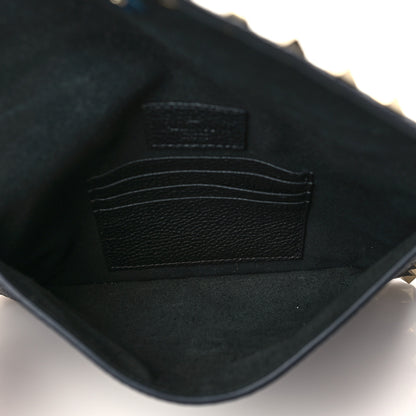 Valentino Garavani Pebbled Calfskin Medium Rockstud Envelope Flat Wristlet Pouch Black 5 of 7