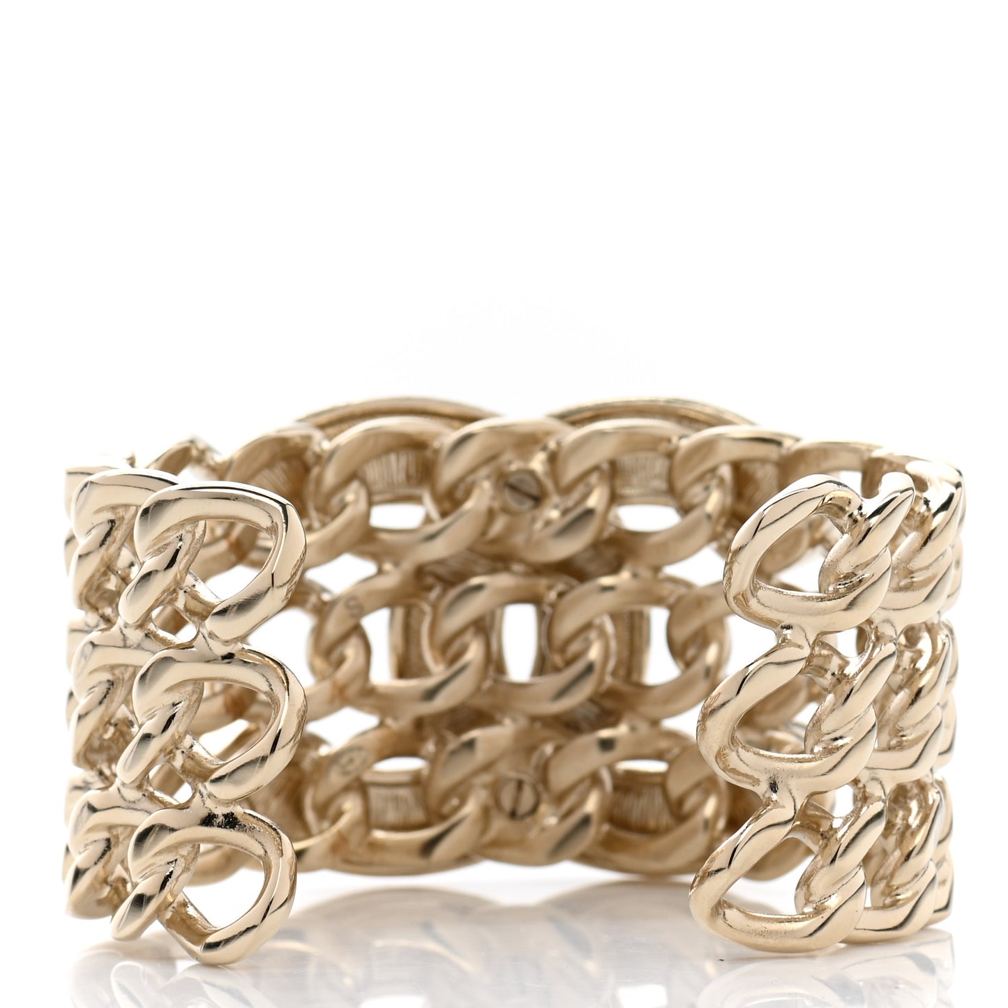 Crystal Pearl Chain CC Cuff Gold