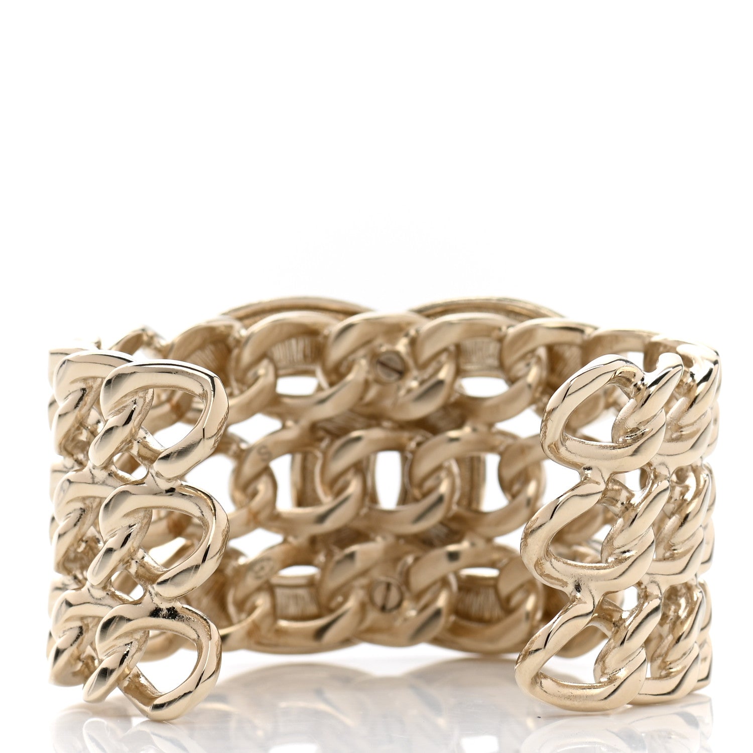 Chanel Crystal Pearl Chain CC Cuff Gold 3 of 6