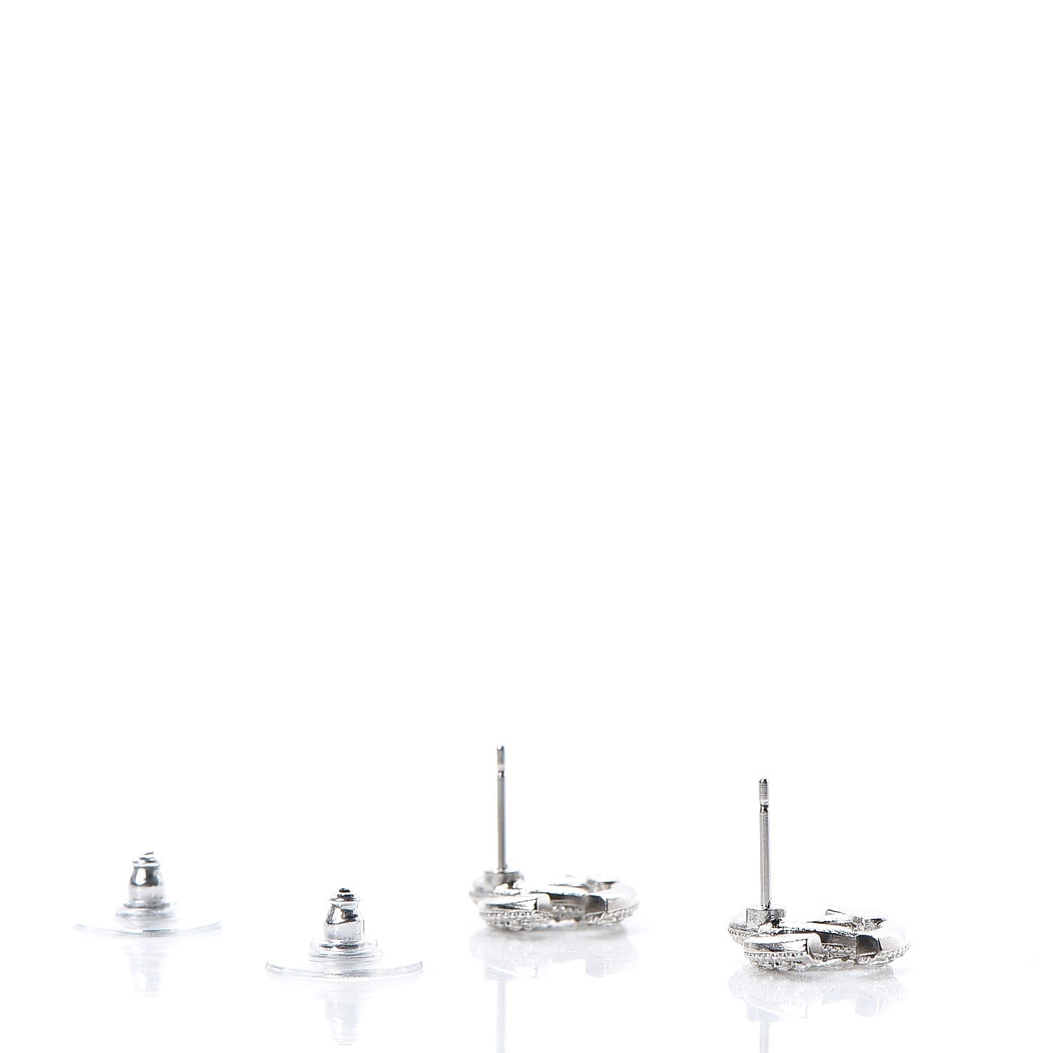 Chanel Crystal CC Earrings Silver 3 of 5