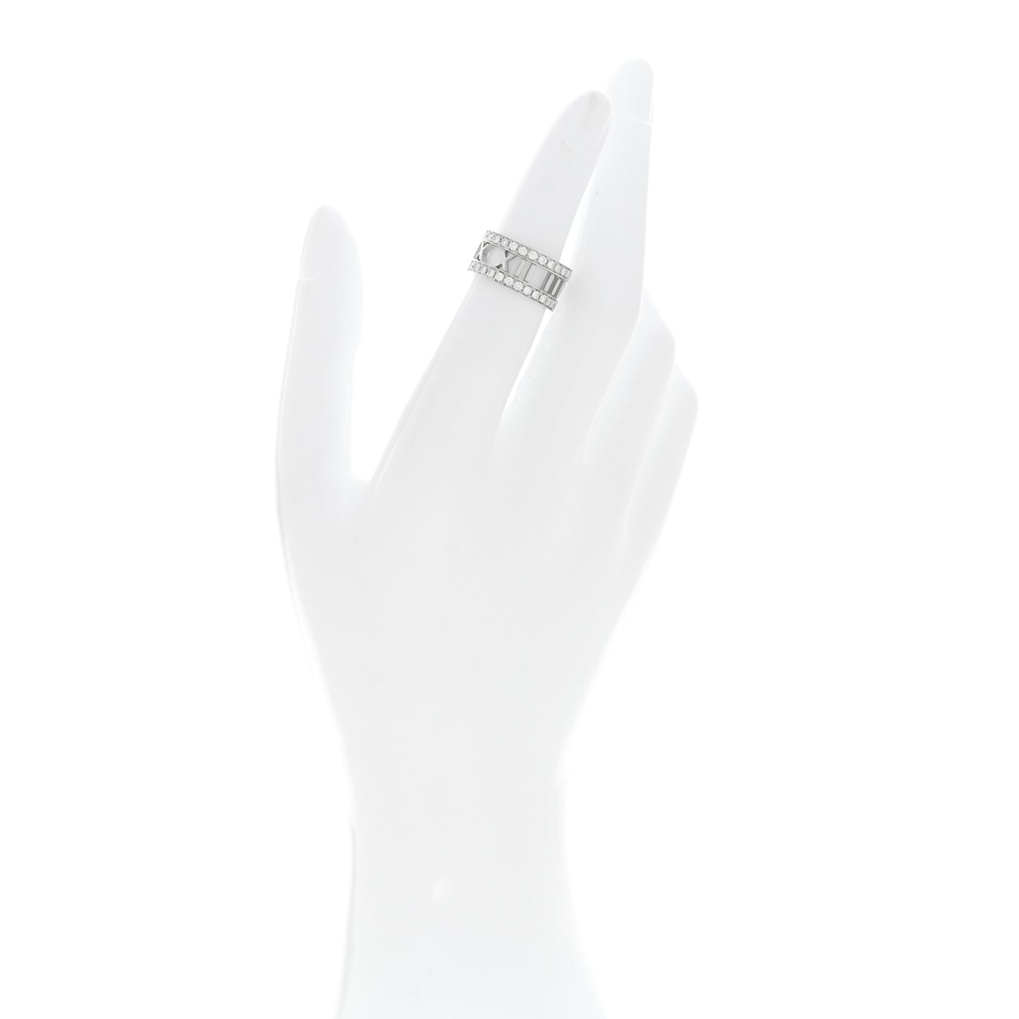 18K White Gold Diamond Wide Atlas Open Ring 49 5