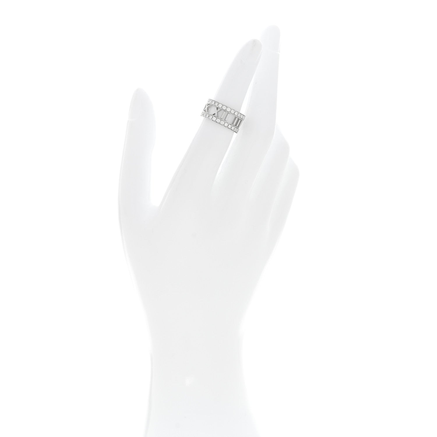 Tiffany 18K White Gold Diamond Wide Atlas Open Ring 49 5 2 of 5