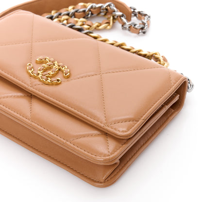 Chanel Lambskin Quilted Chanel 19 Wallet On Chain WOC Brown 11 of 12