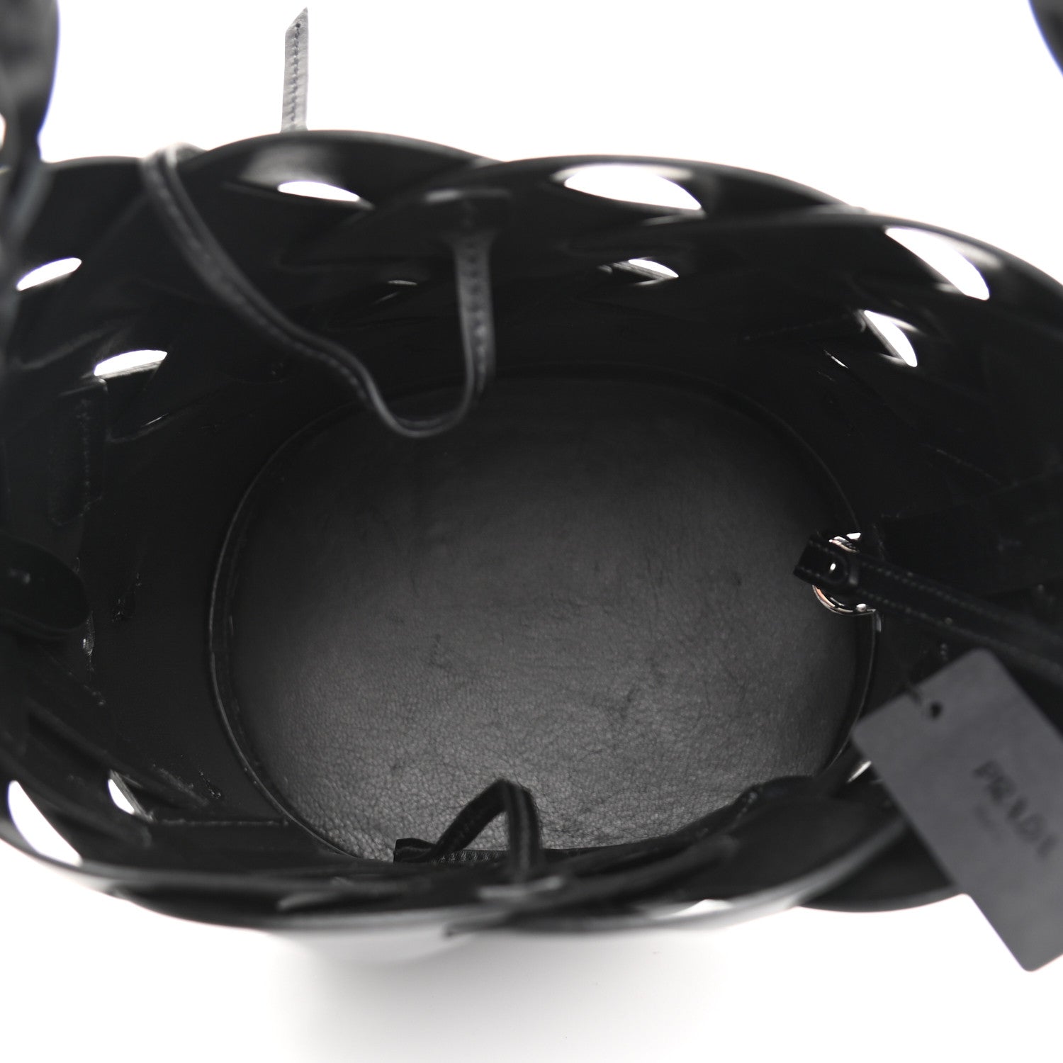 Prada Vitello Intreccio Bucket Bag Black 11 of 19