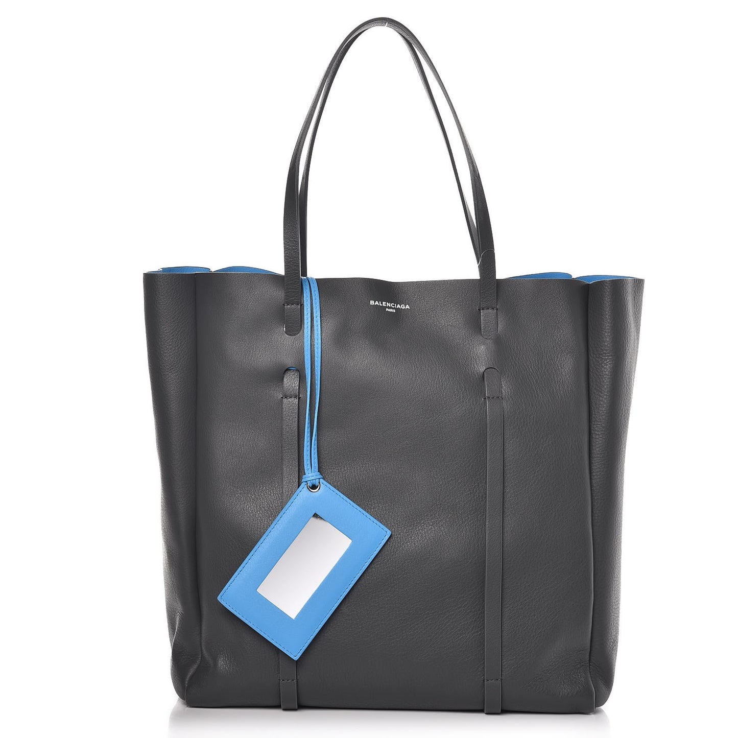 Veau Baltimore Double Sided Medium Everyday Tote Gris Fossile Bleu Turquoise