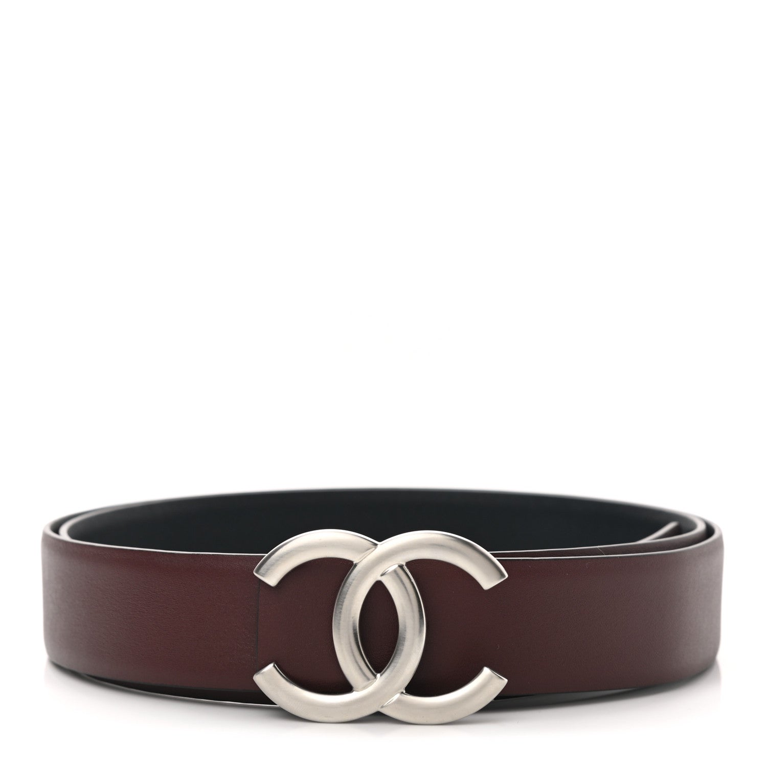 Chanel Calfskin CC Reversible Belt 95 Black Burgundy 3 of 7