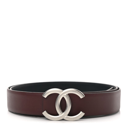 Chanel Calfskin CC Reversible Belt 95 Black Burgundy 3 of 7