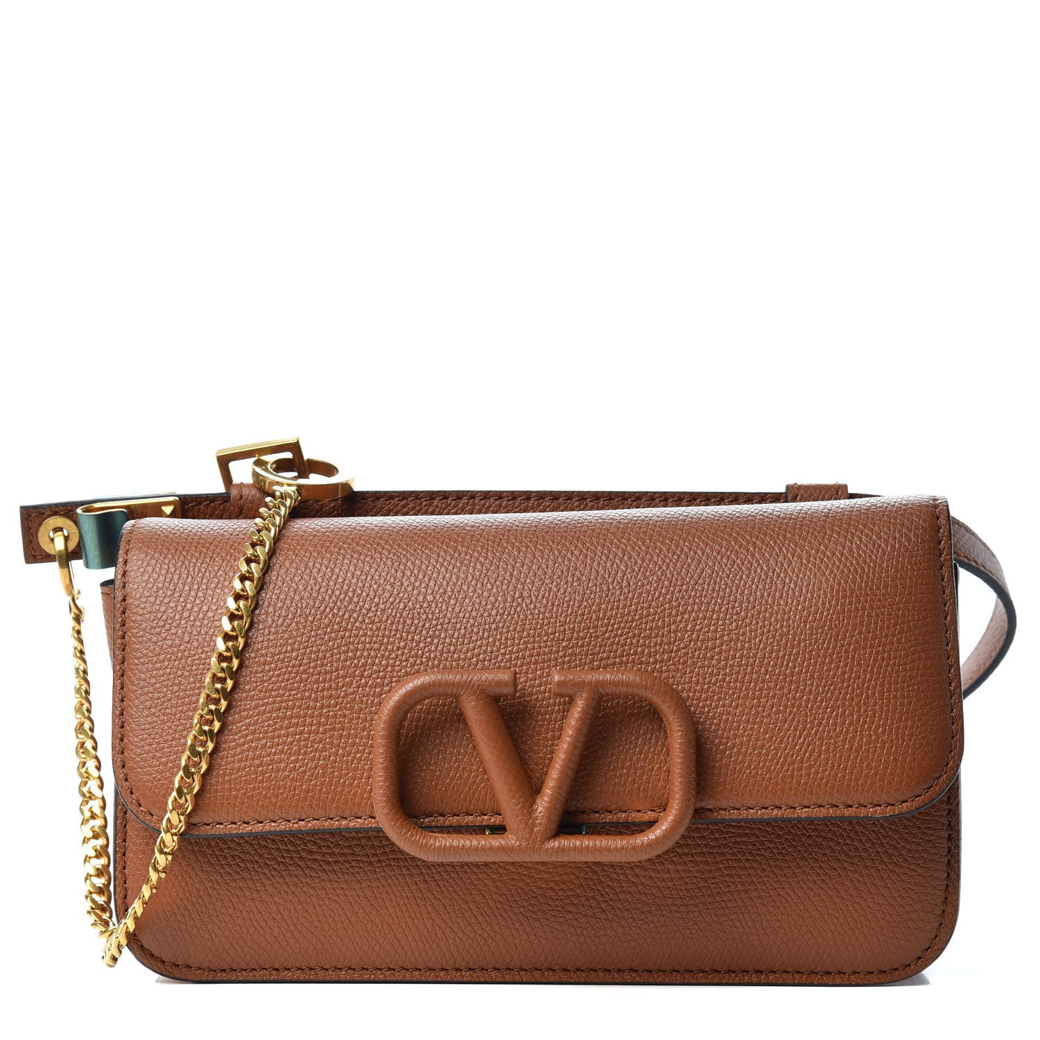 Valentino Garavani Grainy Calfskin VSling Belt Bag Saddle Brown 1 of 11