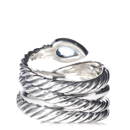 David Yurman Sterling Silver Blue Topaz Black Orchid Renaissance Ring 53 6.25 4 of 5