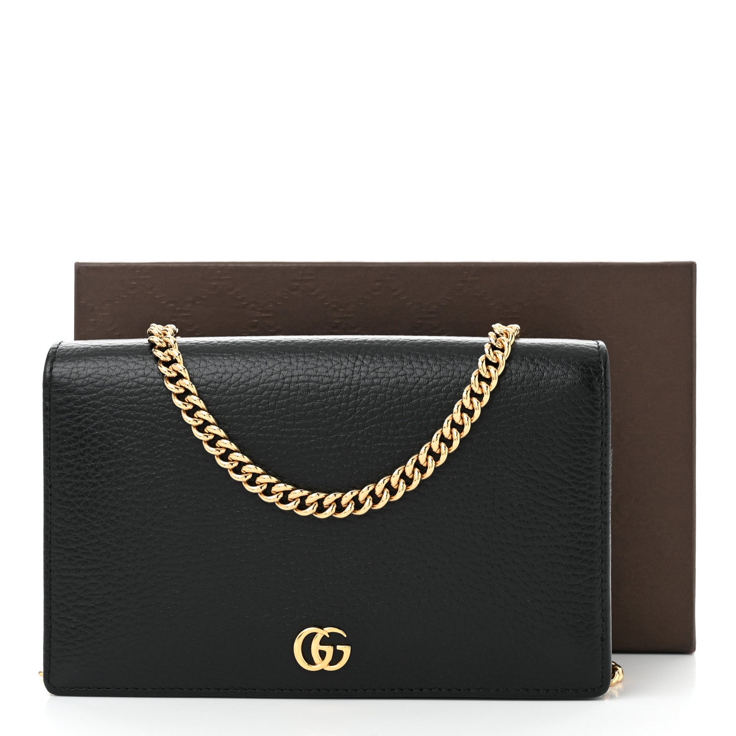 Gucci Calfskin Mini GG Marmont Chain Wallet Black 10 of 10
