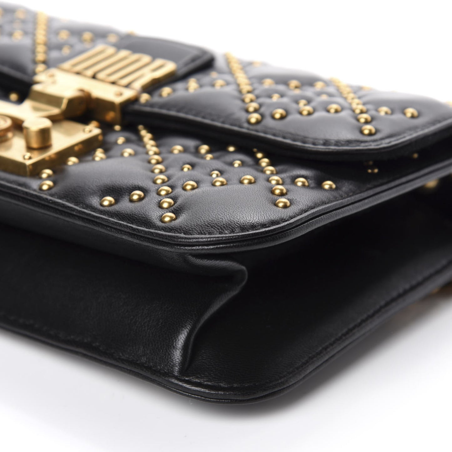 Lambskin Cannage Studded Small Dioraddict Flap Bag Black