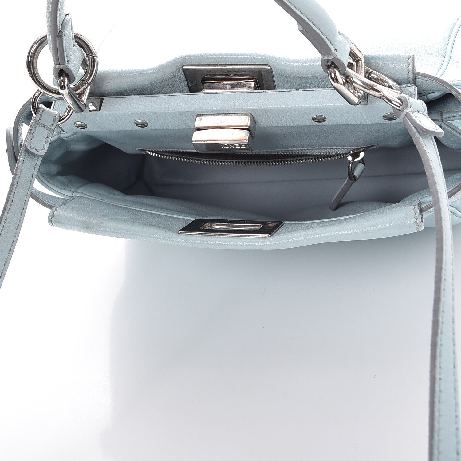 Fendi Nappa Mini Peekaboo Iconic Satchel Light Blue 5 of 12