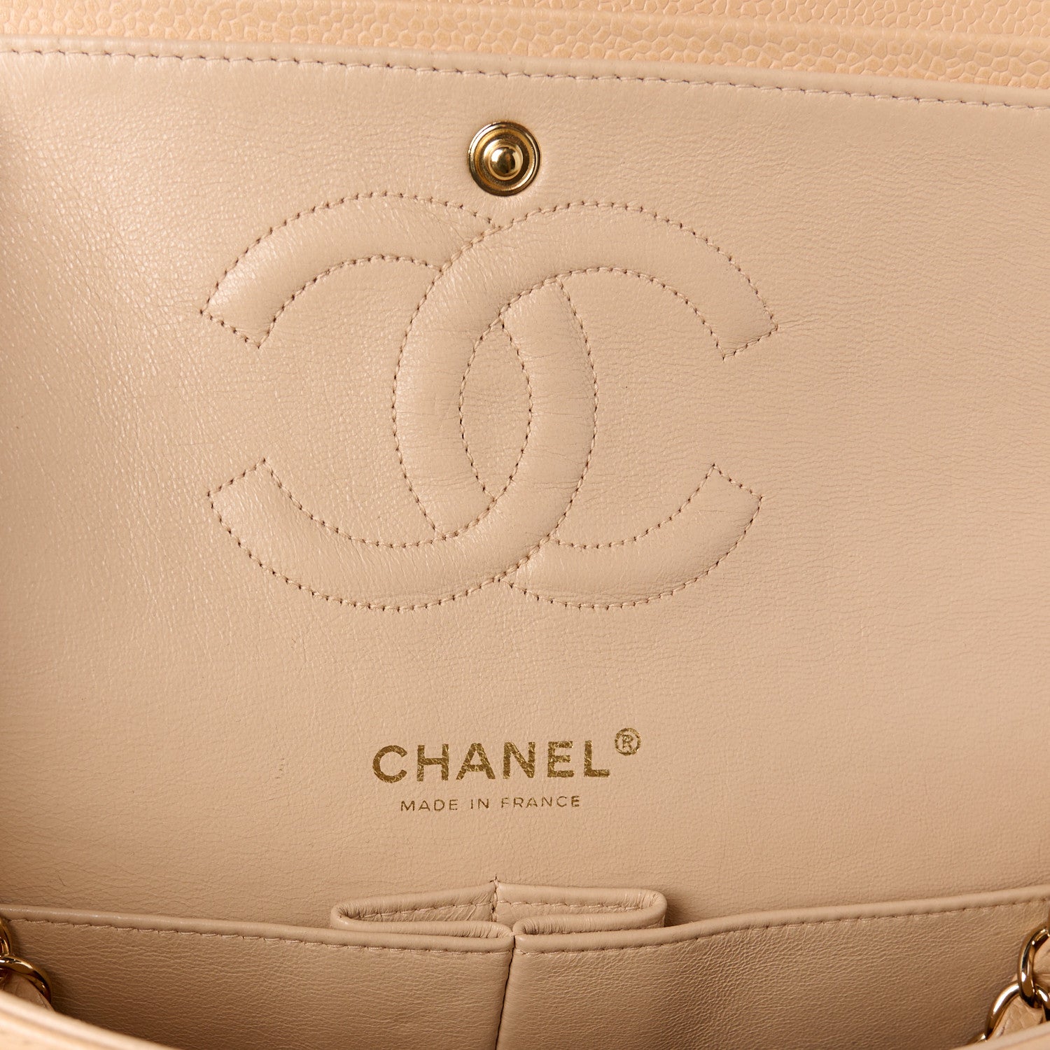 Chanel Caviar Quilted Medium Double Flap Beige 7 of 12