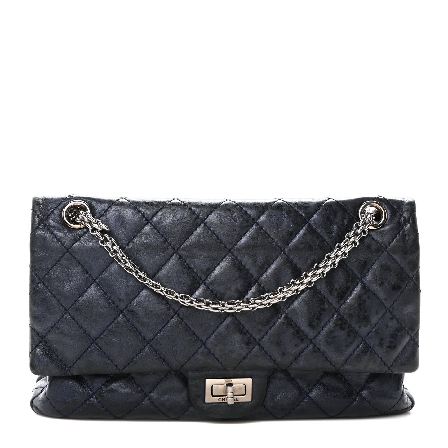 Metallic Aged Calfskin Quilted 2.55 Reissue 226 Flap Blue