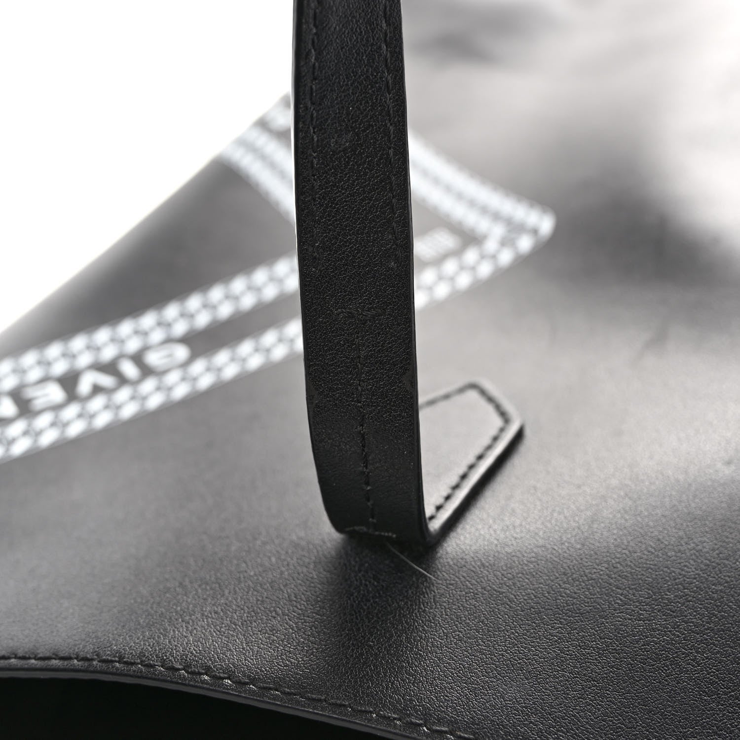 Givenchy Smooth Calfskin Logo Chain Wing Shopper Tote Black White 11 of 14