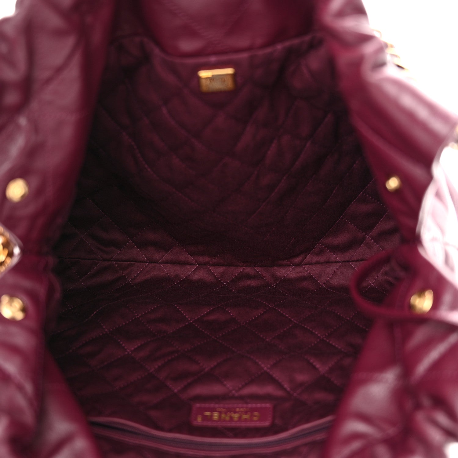 Chanel Shiny Calfskin Quilted Chanel 22 Drawstring Bag Dark Purple 6 of 12