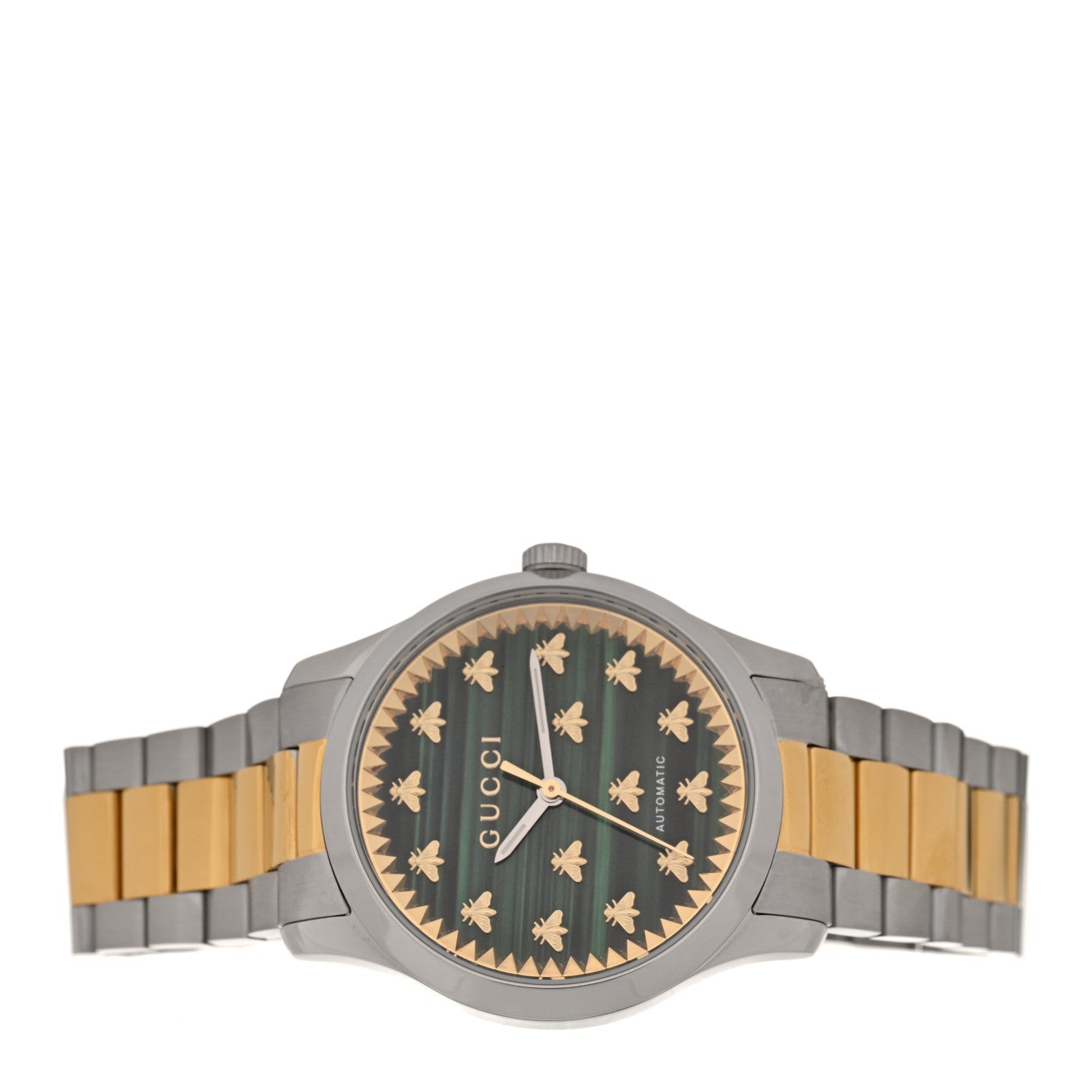 Gucci Stainless Steel Malachite 38mm G-Timeless Two Tone Bee