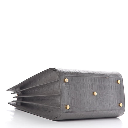 Saint Laurent Calfskin Crocodile Embossed Small Sac De Jour Fog 4 of 10