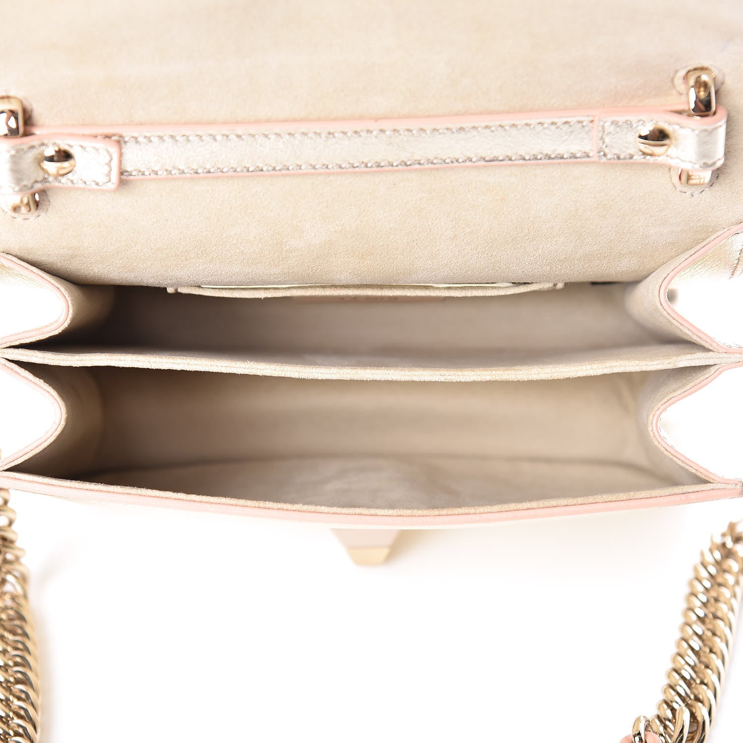 Fendi Vitello Catalan Mirror Scalloped Multi Studded Small Kan I Shoulder Bag Champagne 5 of 20