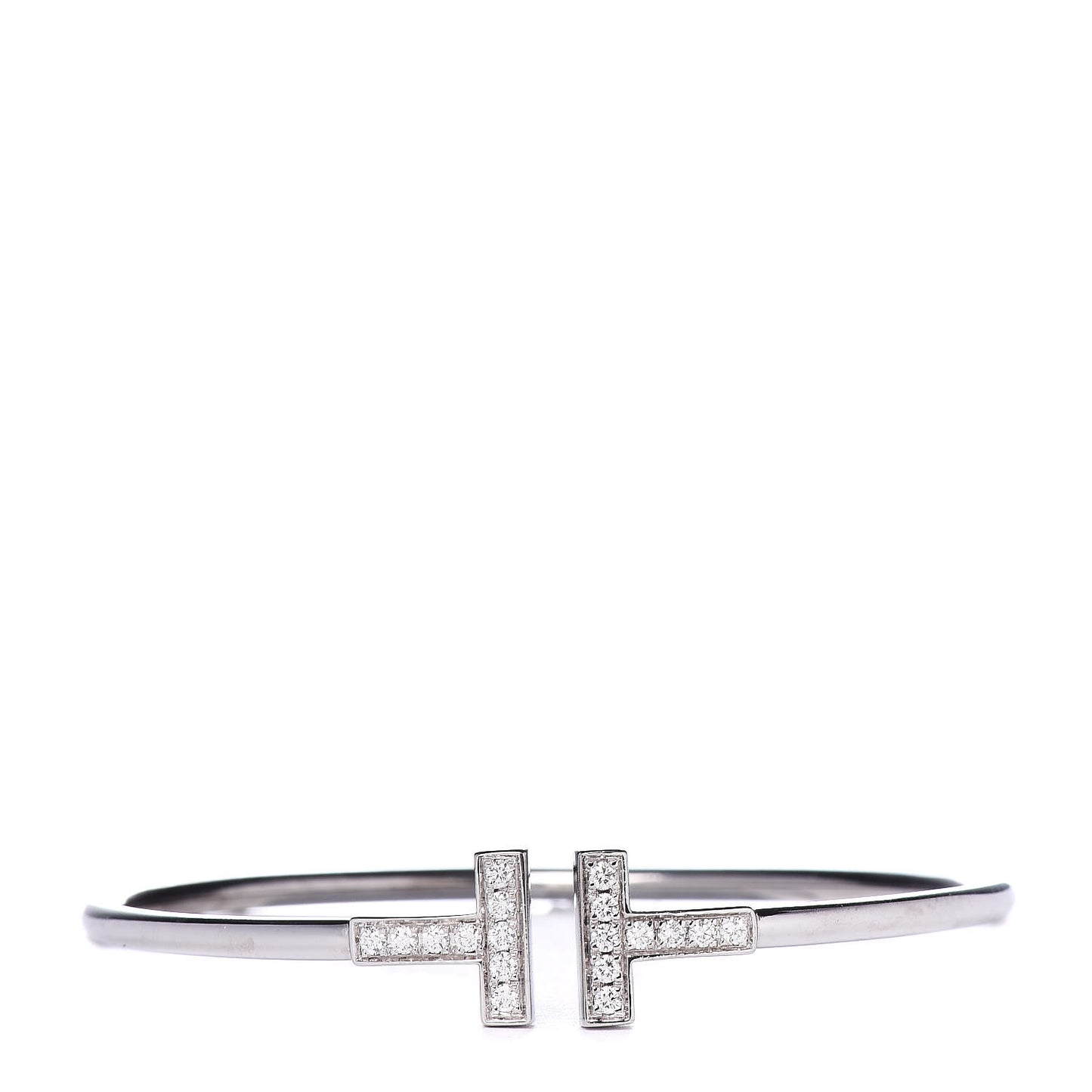 18K White Gold Diamond T Wire Bracelet