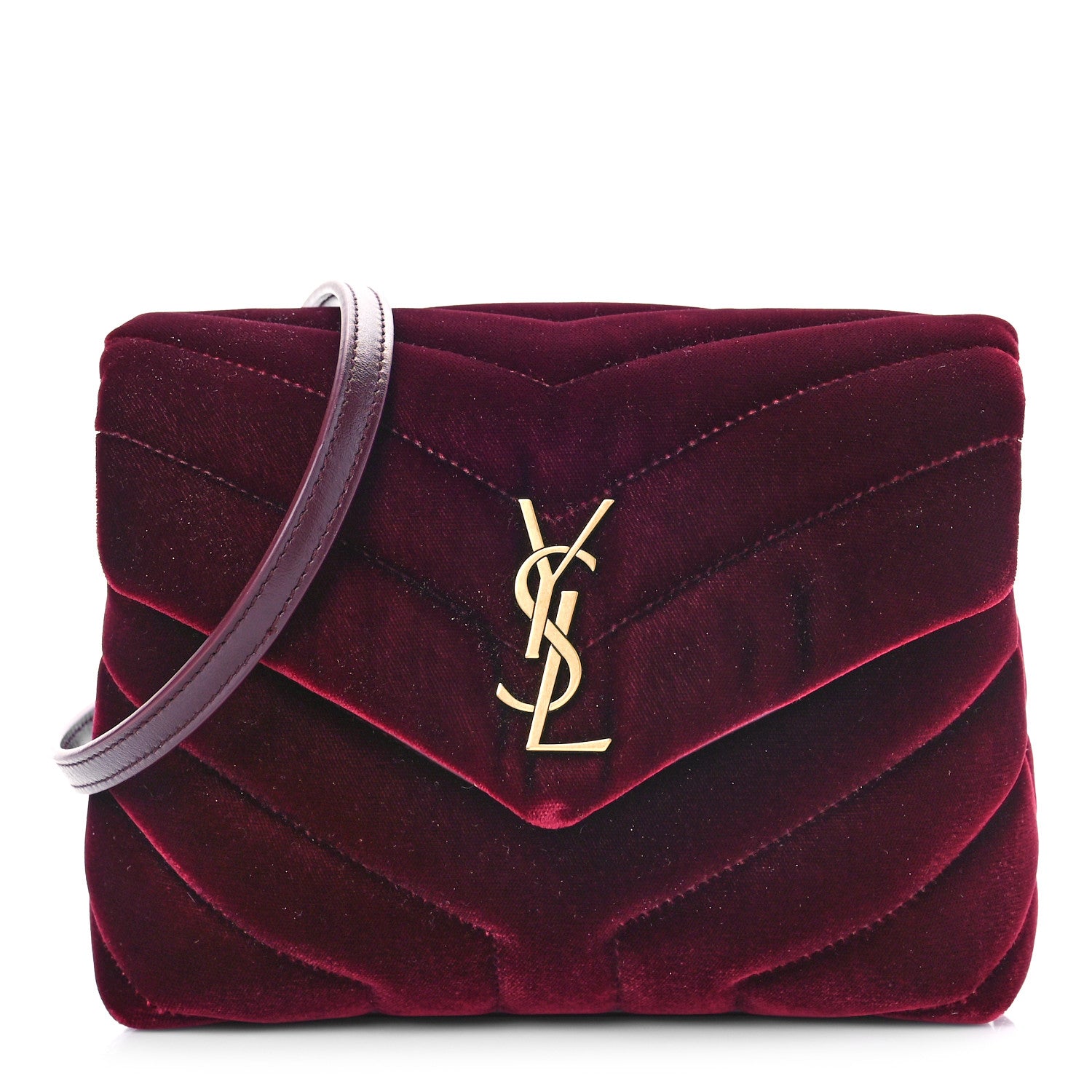 Saint Laurent Velvet Y Quilted Monogram Toy Loulou Crossbody Bag French Burgundy 1 of 9