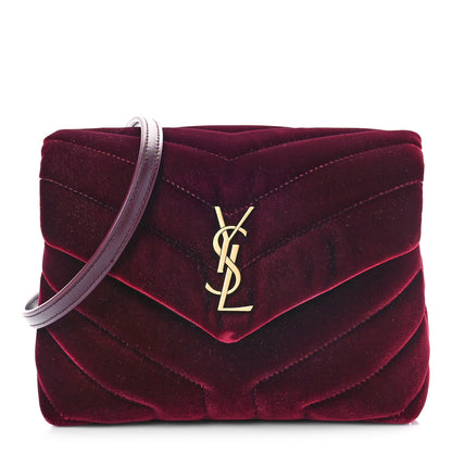 Saint Laurent Velvet Y Quilted Monogram Toy Loulou Crossbody Bag French Burgundy 1 of 9