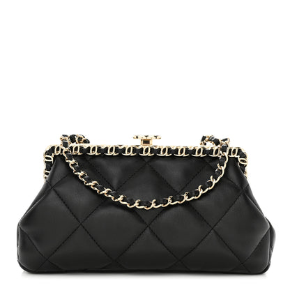 Chanel Lambskin Quilted CC Kisslock Clutch Black 1 of 11