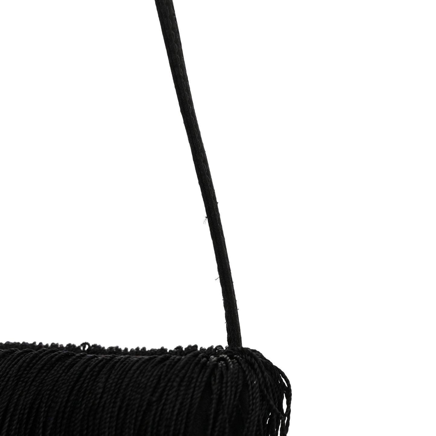 Satin Crystal Fringe Shoulder Bag Black