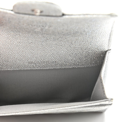 Chanel Glittered Metallic Caviar Quilted Flap Card Holder Wallet Silver 5 of 9