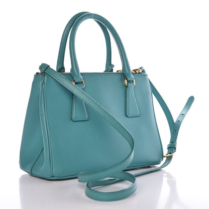 Prada Saffiano Mini Galleria Double Zip Tote Turchese 3 of 7