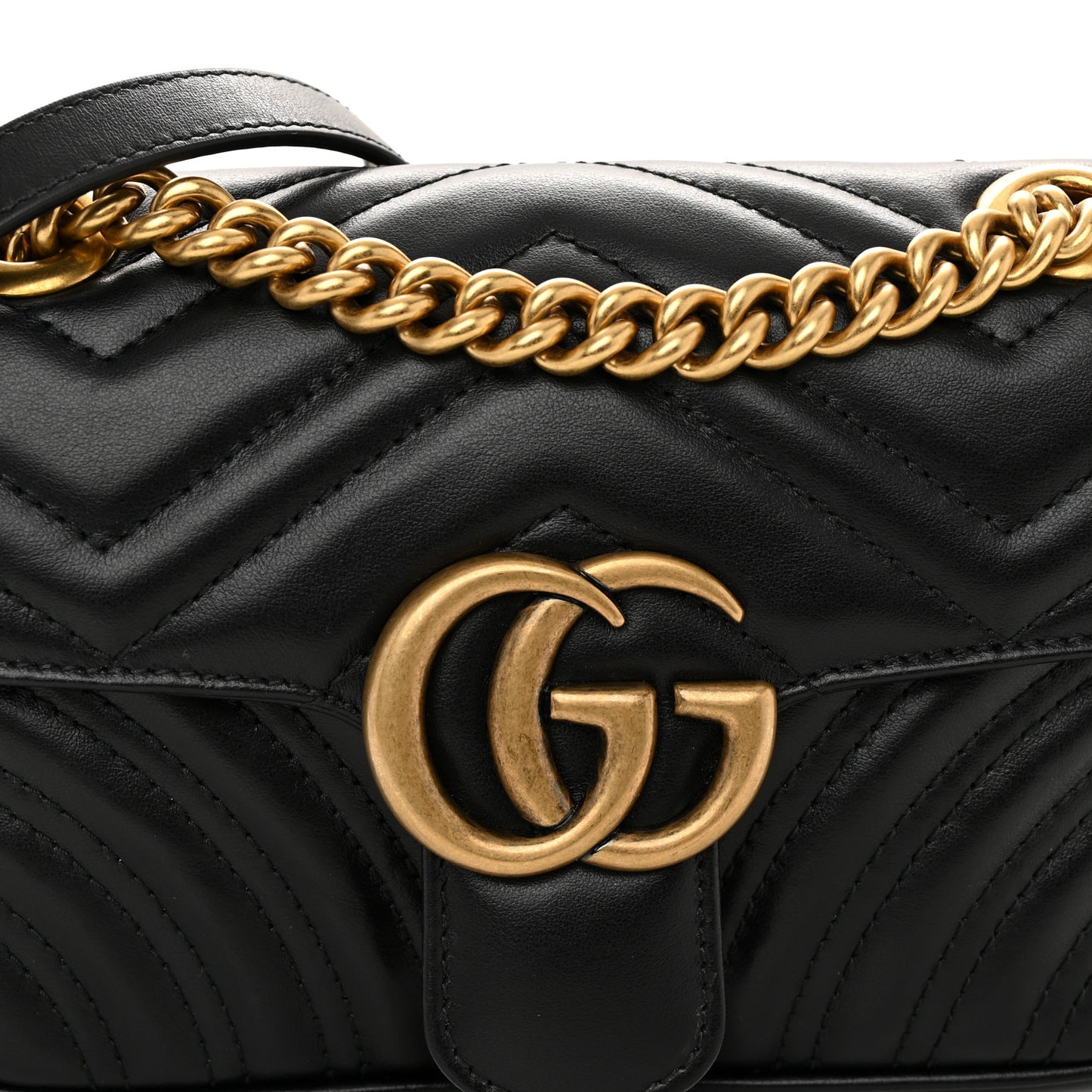 Calfskin Matelasse Mini GG Marmont Shoulder Bag Black
