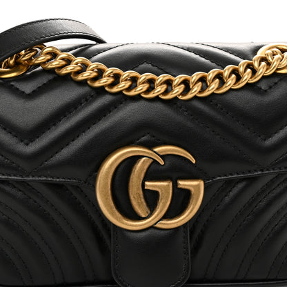 Gucci Calfskin Matelasse Mini GG Marmont Shoulder Bag Black 8 of 12